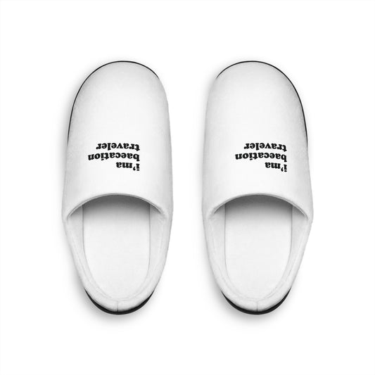 Men's White Slippers Traveler Baecation Black Indoor