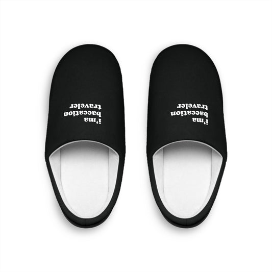 Men's Black I'ma Baecation Traveler Slippers